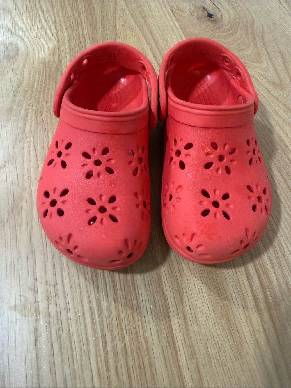 CROCS Kids Red Floral Cutout Clogs